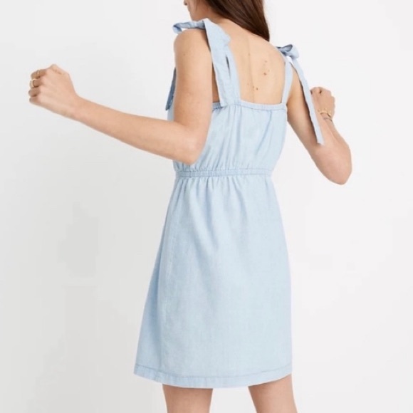 Madewell Chambray Button Up Sundress with Tie Straps, Size: - Picture 2 of 13
